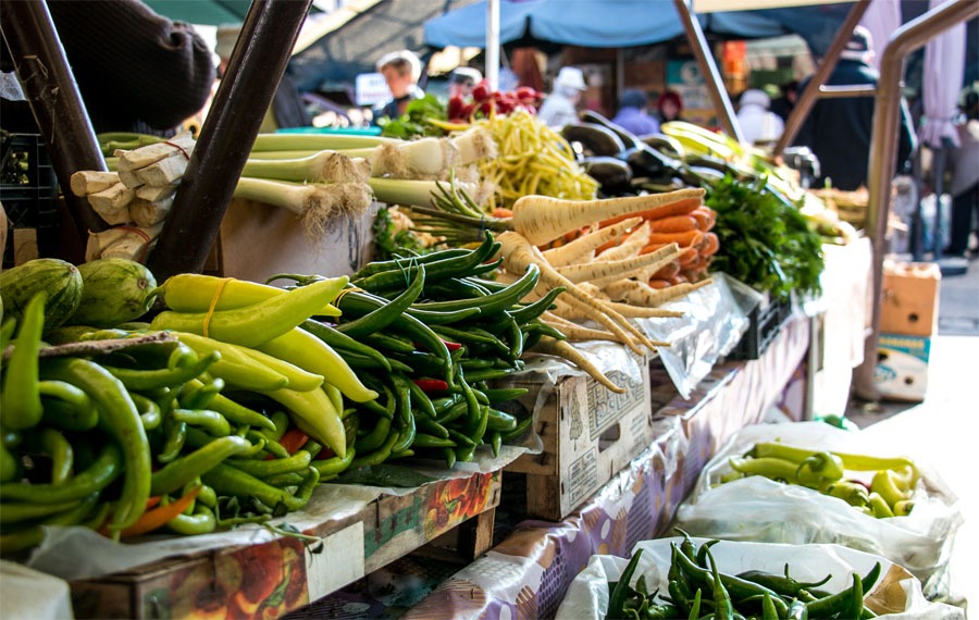 Vegetables in a market stall