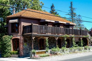 Front of an old wooden building
